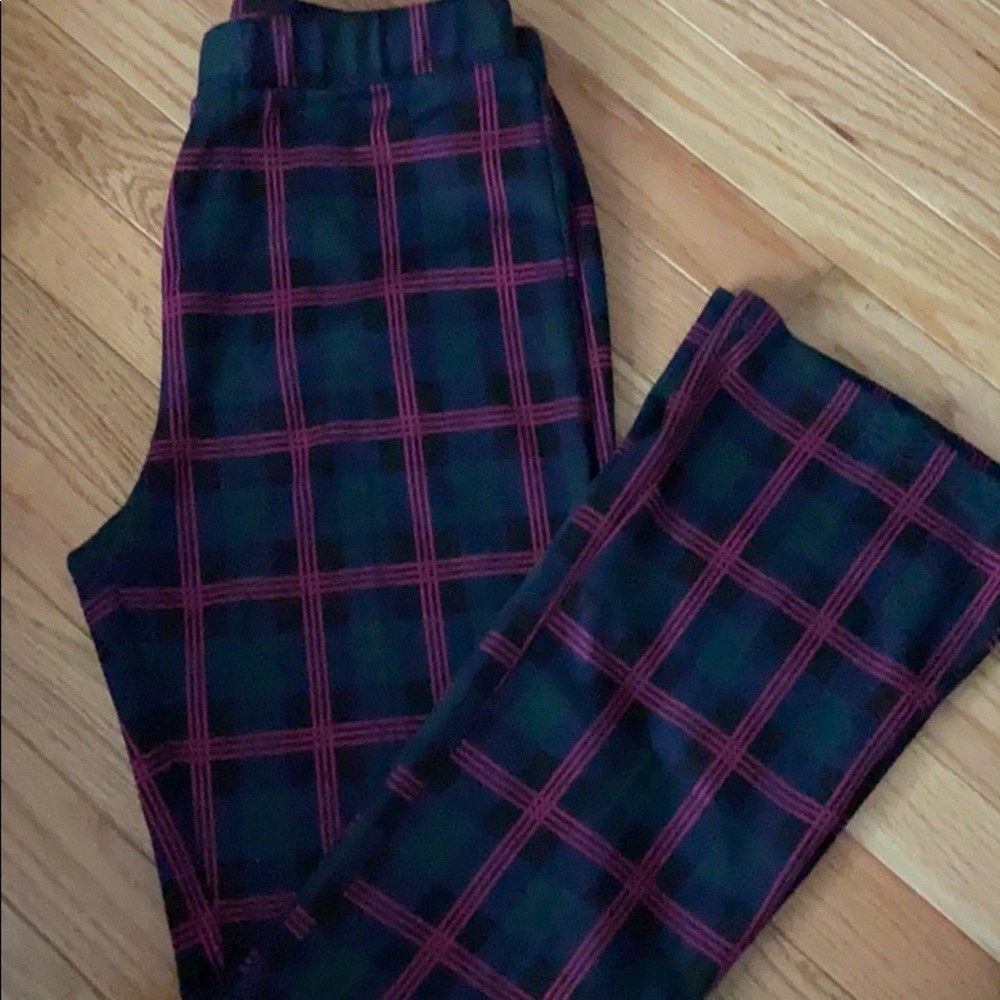 plaid flowy pants